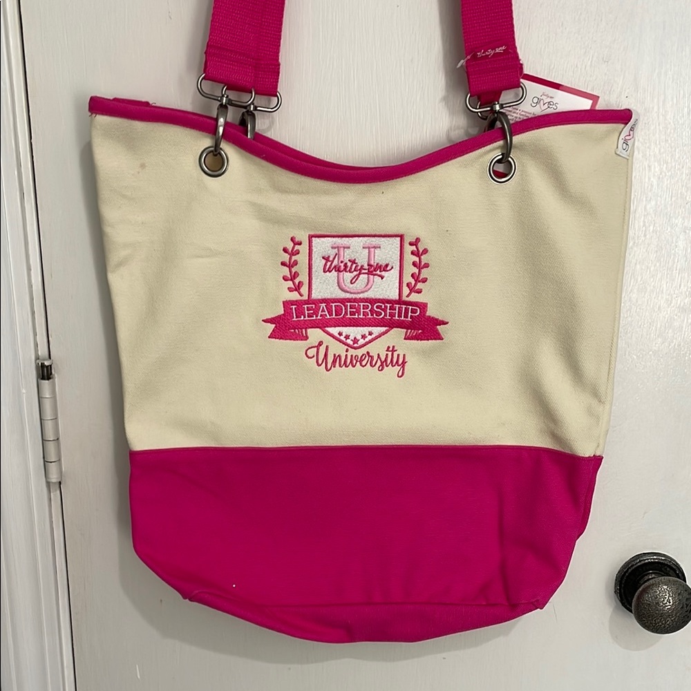 Thirty-One Limited edition Pink canvas crew tote